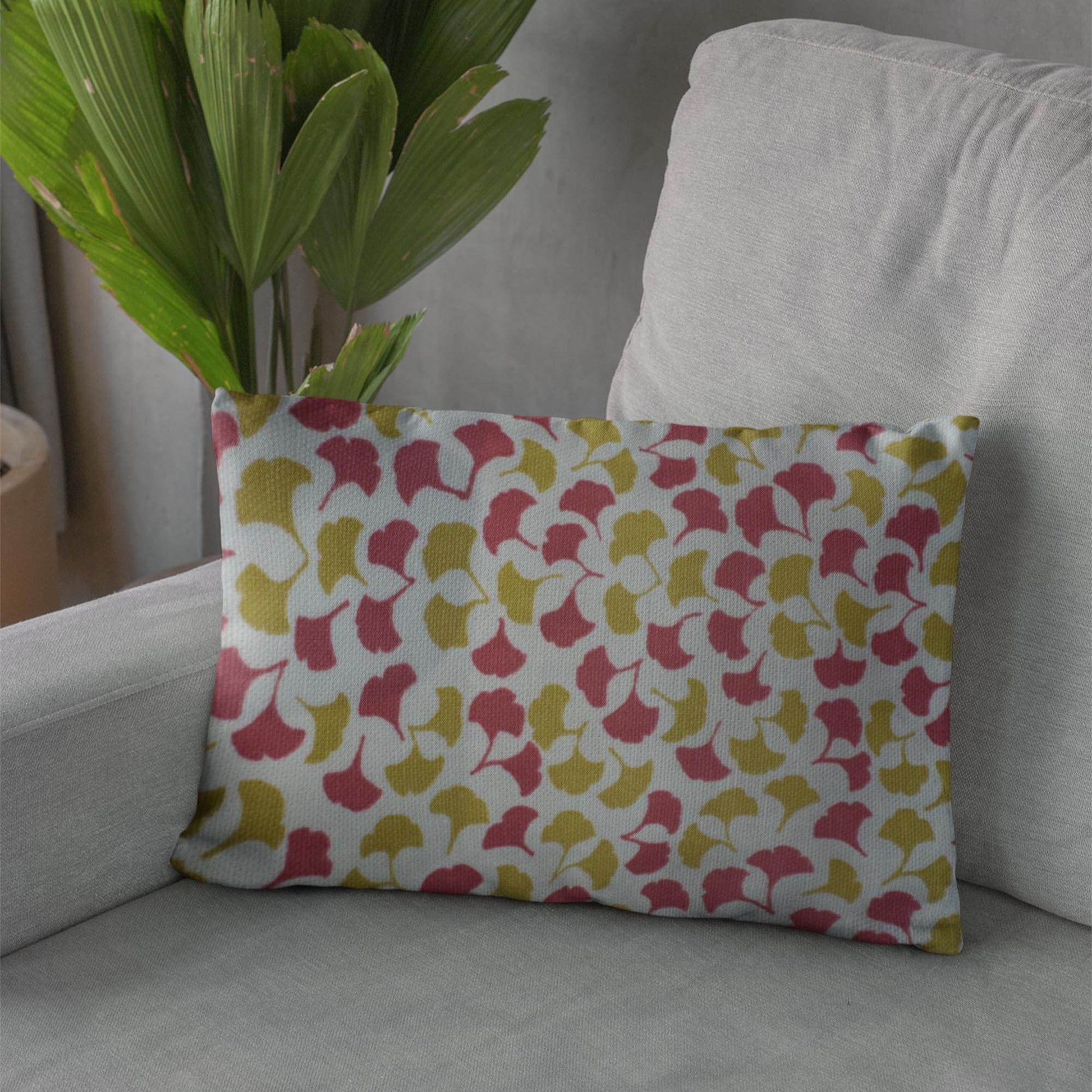 Plutus Red Mustard Beige Autumn Blossom Floral Luxury Throw Pillow - Plutus Brands