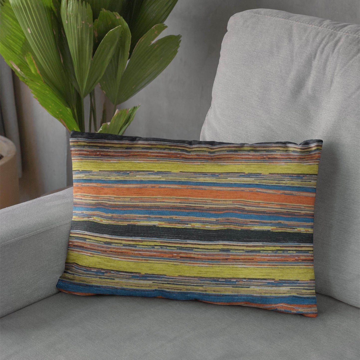 Plutus Yellow Red Black Vibrant Stripe Stripe Luxury Throw Pillow - Plutus Brands