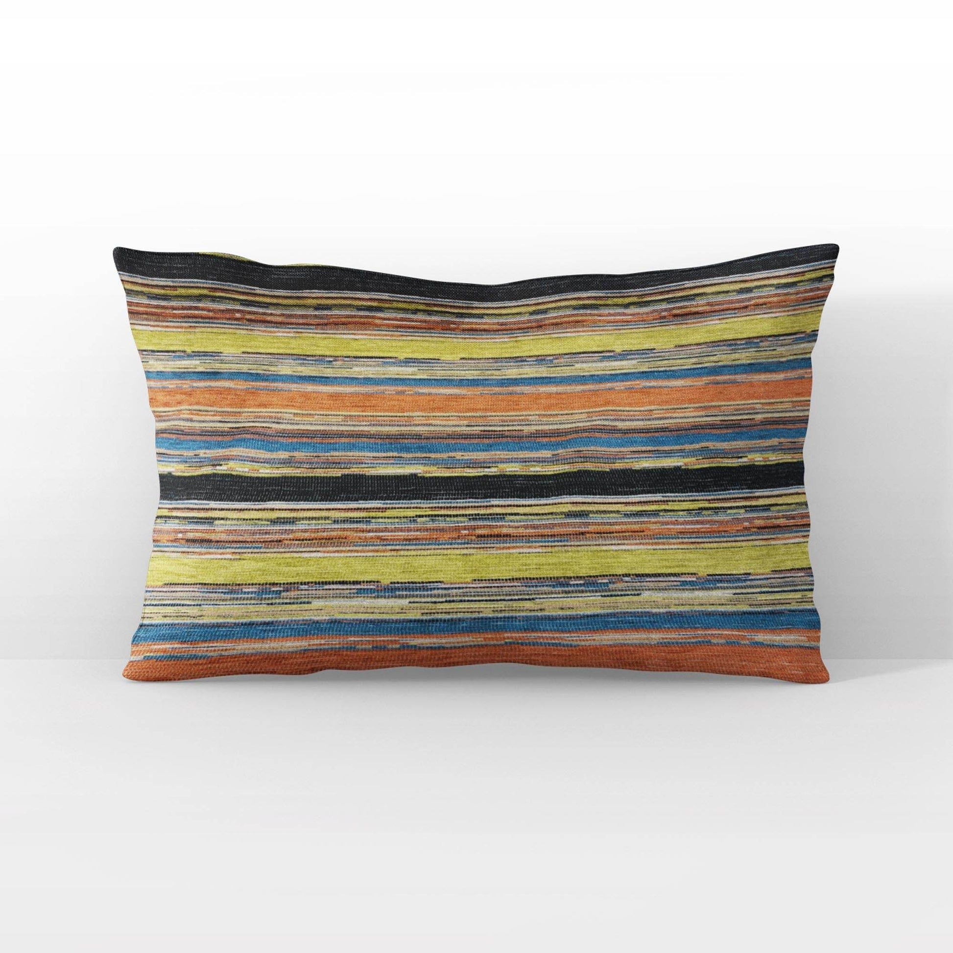 Plutus Yellow Red Black Vibrant Stripe Stripe Luxury Throw Pillow - Plutus Brands