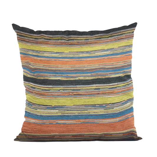 Plutus Yellow Red Black Vibrant Stripe Stripe Luxury Throw Pillow - Plutus Brands