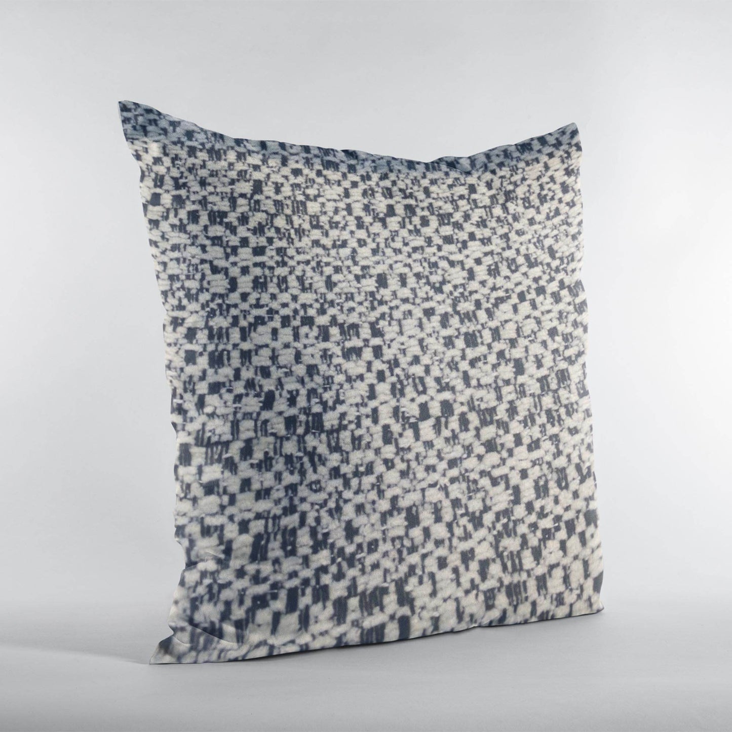 Plutus Blue Beige Classic Check Houndstooth Luxury Throw Pillow - Plutus Brands