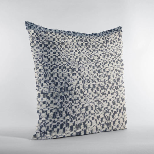 Plutus Blue Beige Classic Check Houndstooth Luxury Throw Pillow - Plutus Brands