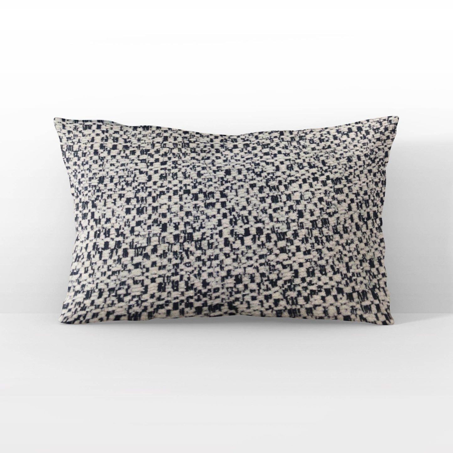 Plutus Blue Beige Classic Check Houndstooth Luxury Throw Pillow - Plutus Brands