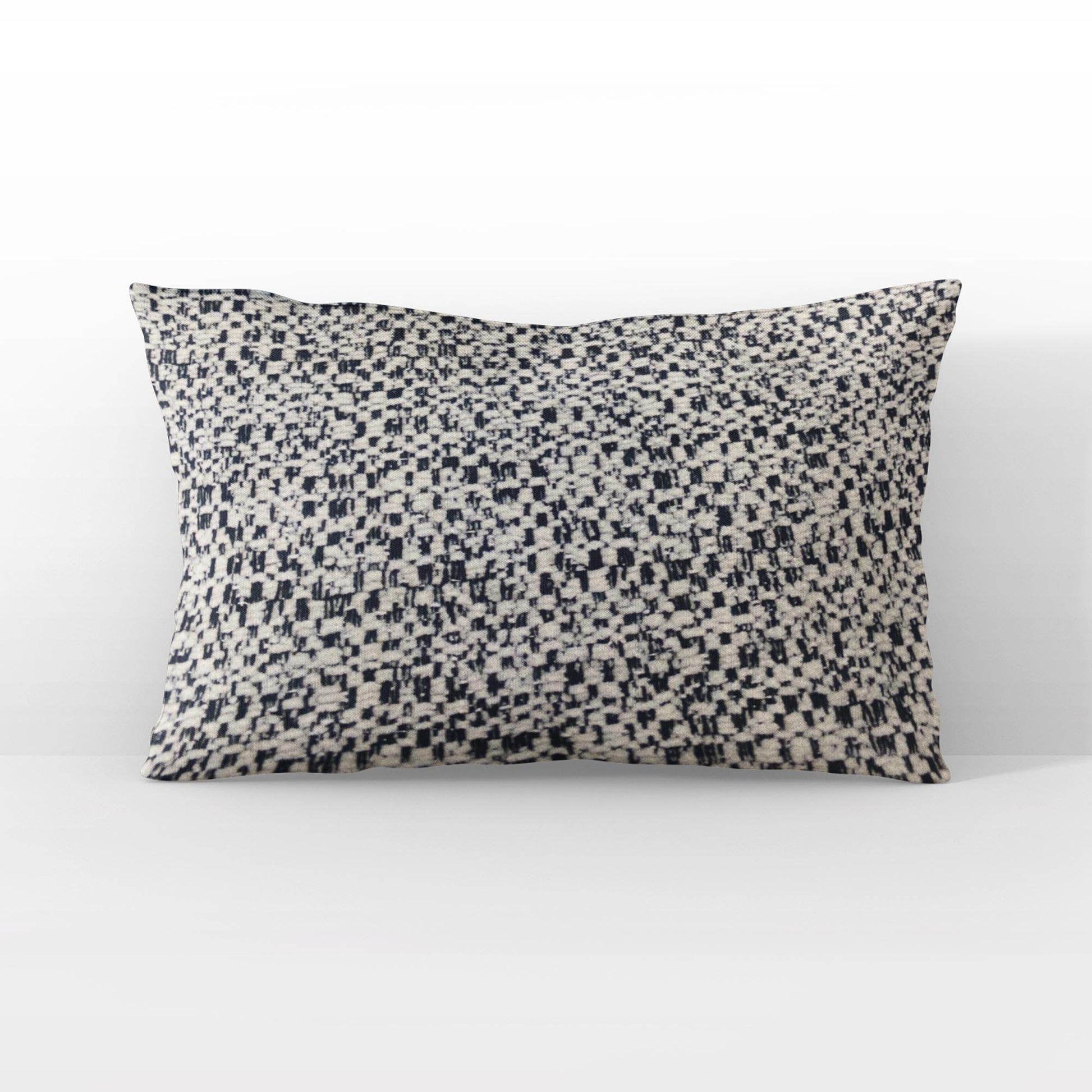 Plutus Blue Beige Classic Check Houndstooth Luxury Throw Pillow - Plutus Brands