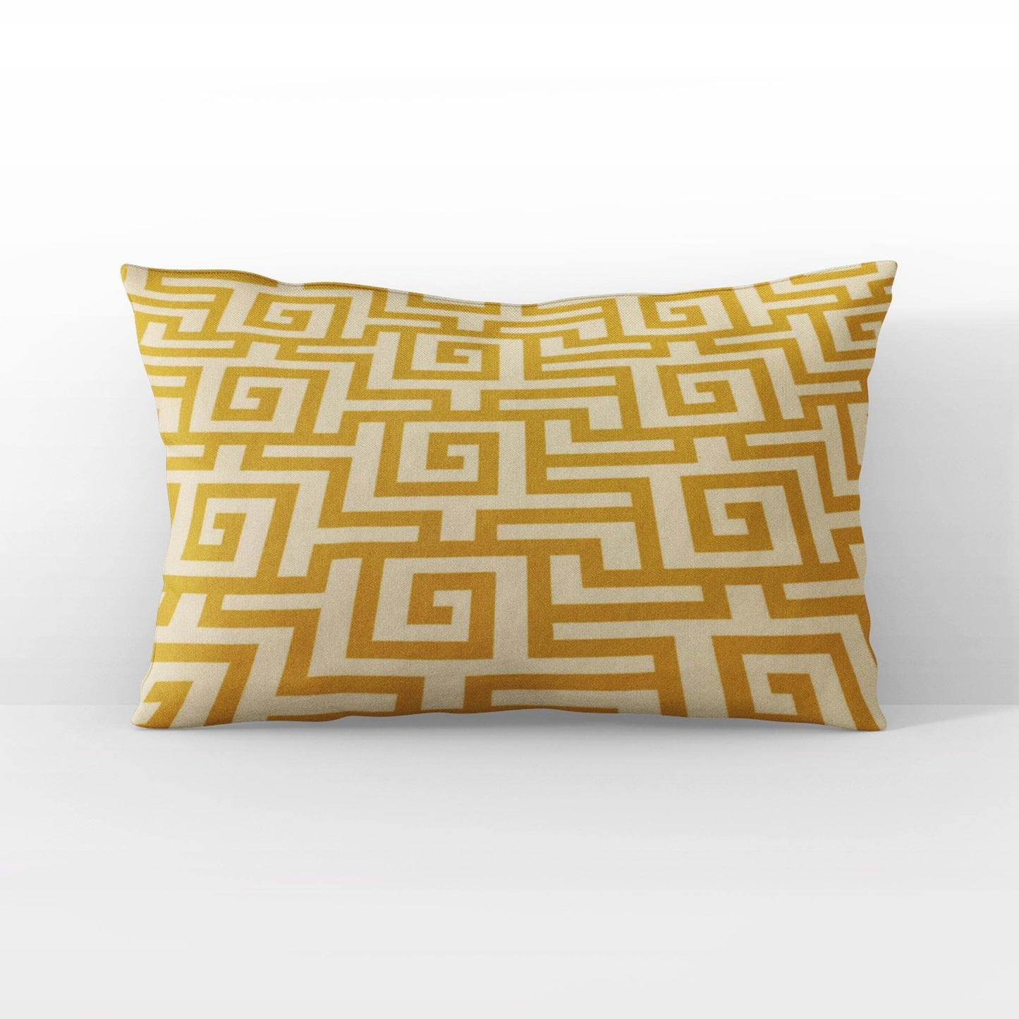 Plutus Orange Beige Mediterranean Charm Greek Key Luxury Throw Pillow - Plutus Brands