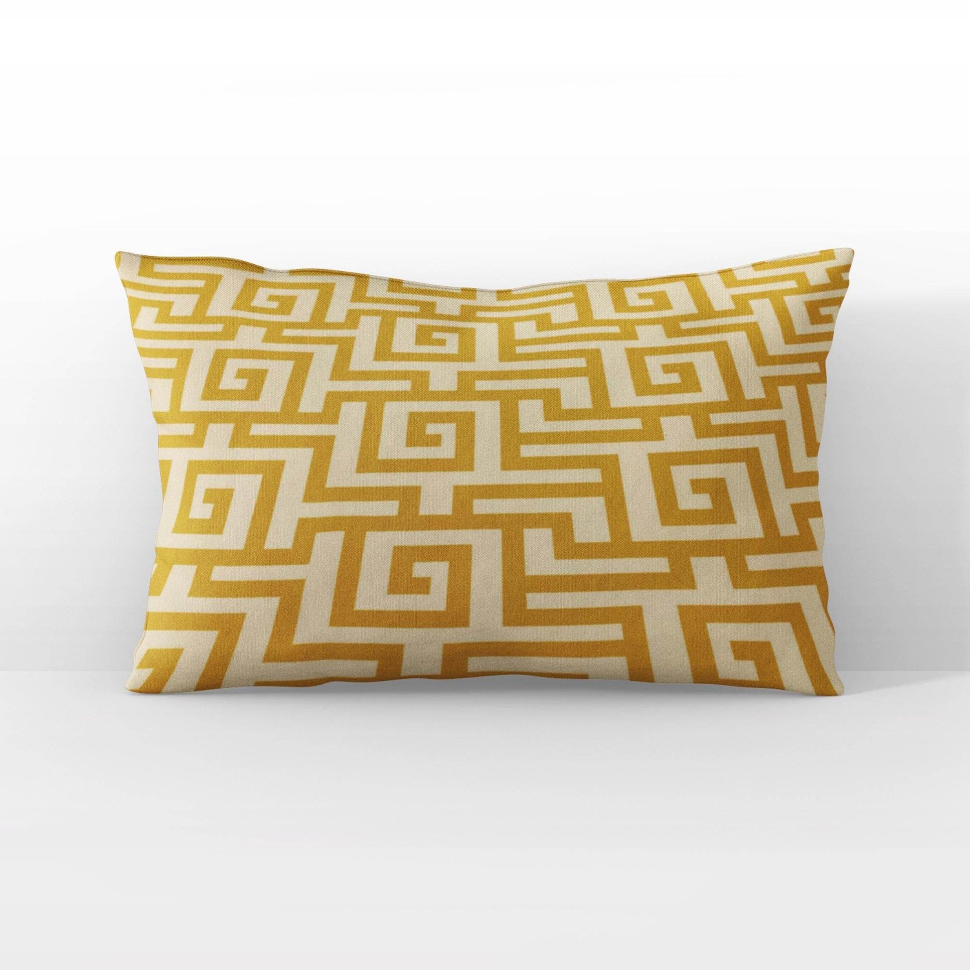 Plutus Orange Beige Mediterranean Charm Greek Key Luxury Throw Pillow - Plutus Brands