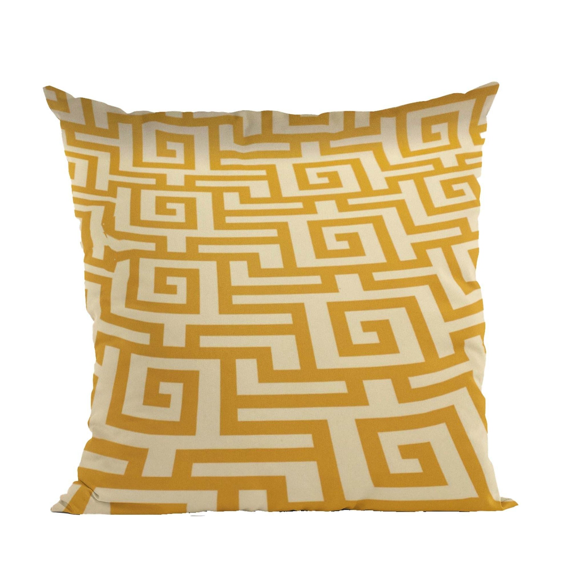 Plutus Orange Beige Mediterranean Charm Greek Key Luxury Throw Pillow - Plutus Brands