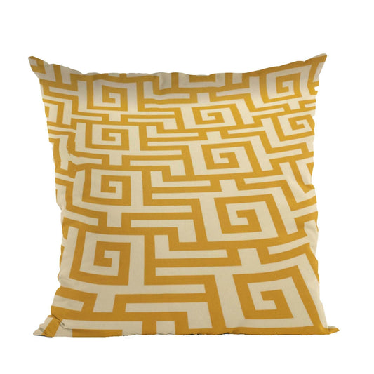 Plutus Orange Beige Mediterranean Charm Greek Key Luxury Throw Pillow - Plutus Brands