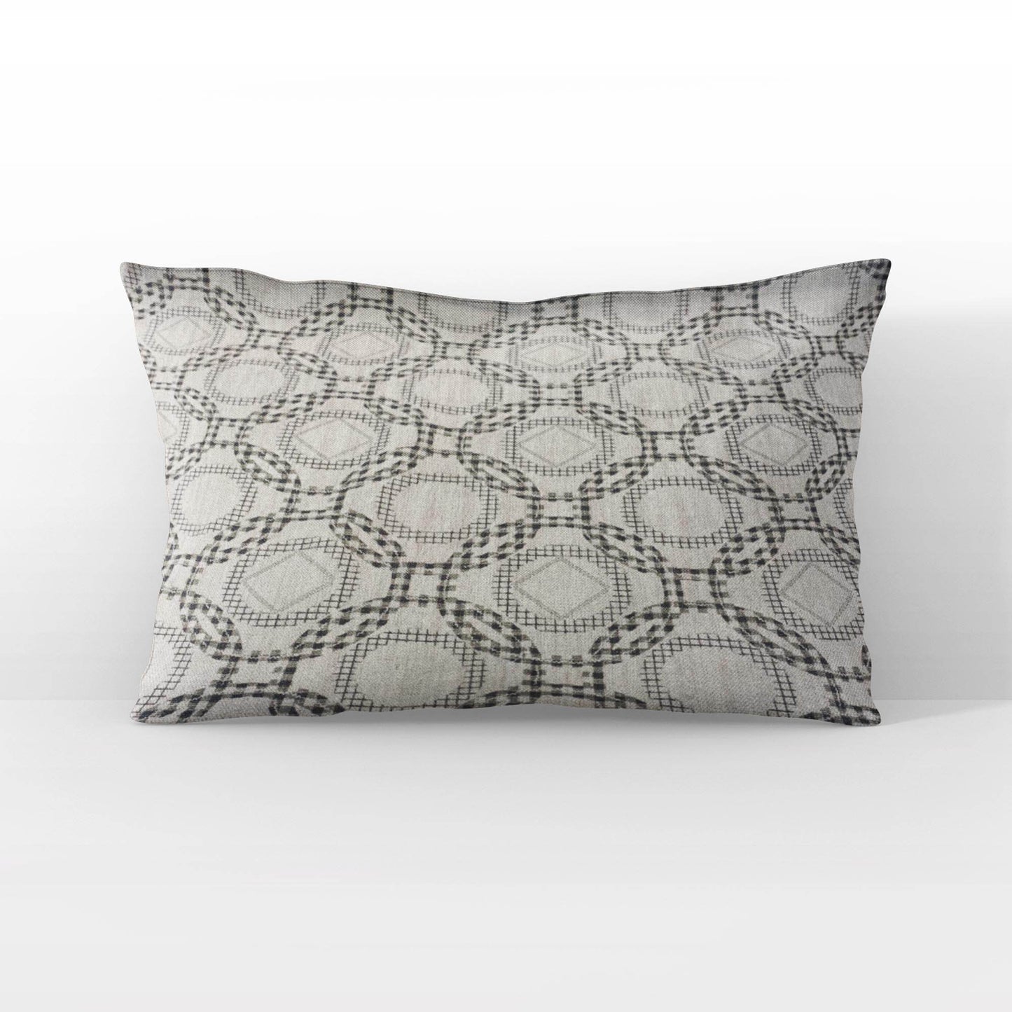 Plutus Beige Gray Serene Circles Circle Luxury Throw Pillow - Plutus Brands