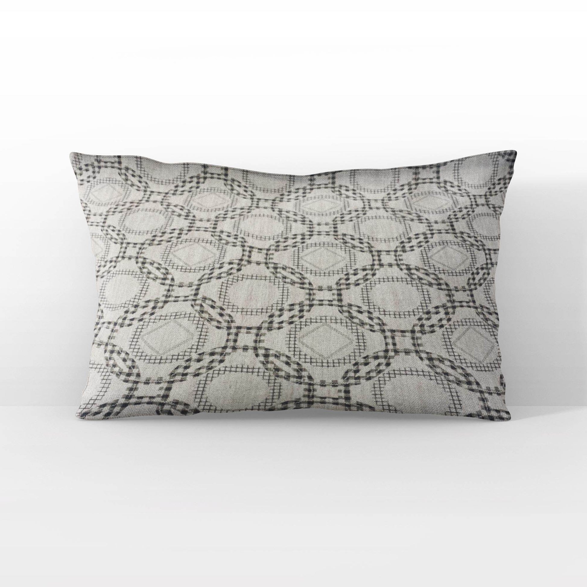 Plutus Beige Gray Serene Circles Circle Luxury Throw Pillow - Plutus Brands