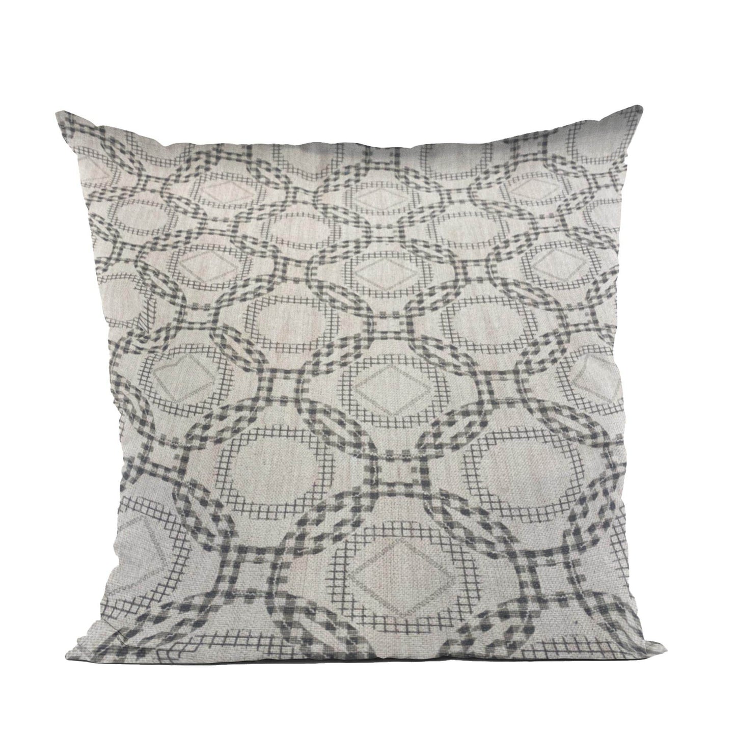 Plutus Beige Gray Serene Circles Circle Luxury Throw Pillow - Plutus Brands