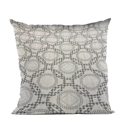 Plutus Beige Gray Serene Circles Circle Luxury Throw Pillow - Plutus Brands