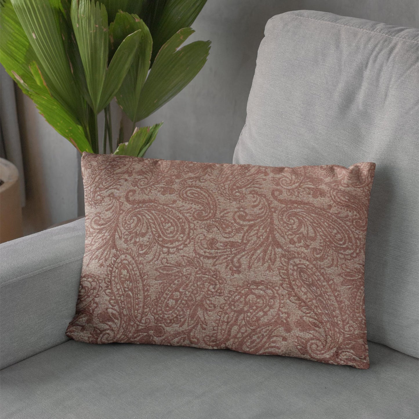 Plutus Terracotta Rustic Paisley Paisley Luxury Throw Pillow