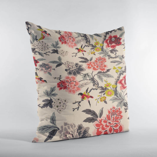 Plutus Red Black White Ruby Garden Floral Luxury Throw Pillow - Plutus Brands