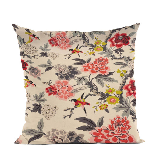 Plutus Red Black White Ruby Garden Floral Luxury Throw Pillow - Plutus Brands