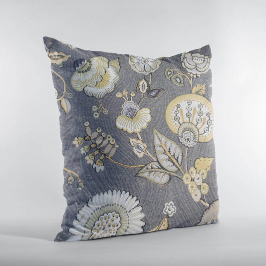 Plutus Gray Yellow Sunlit Garden Floral Luxury Throw Pillow - Plutus Brands