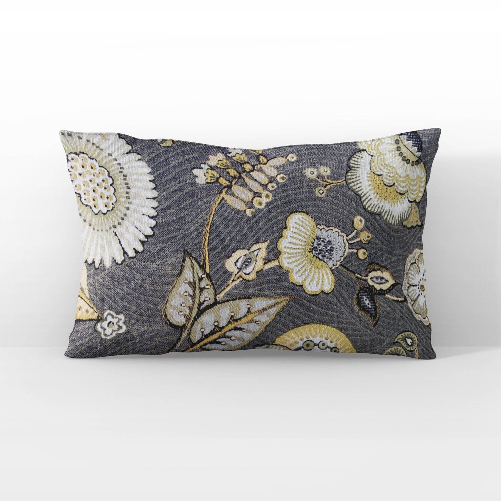 Plutus Gray Yellow Sunlit Garden Floral Luxury Throw Pillow - Plutus Brands