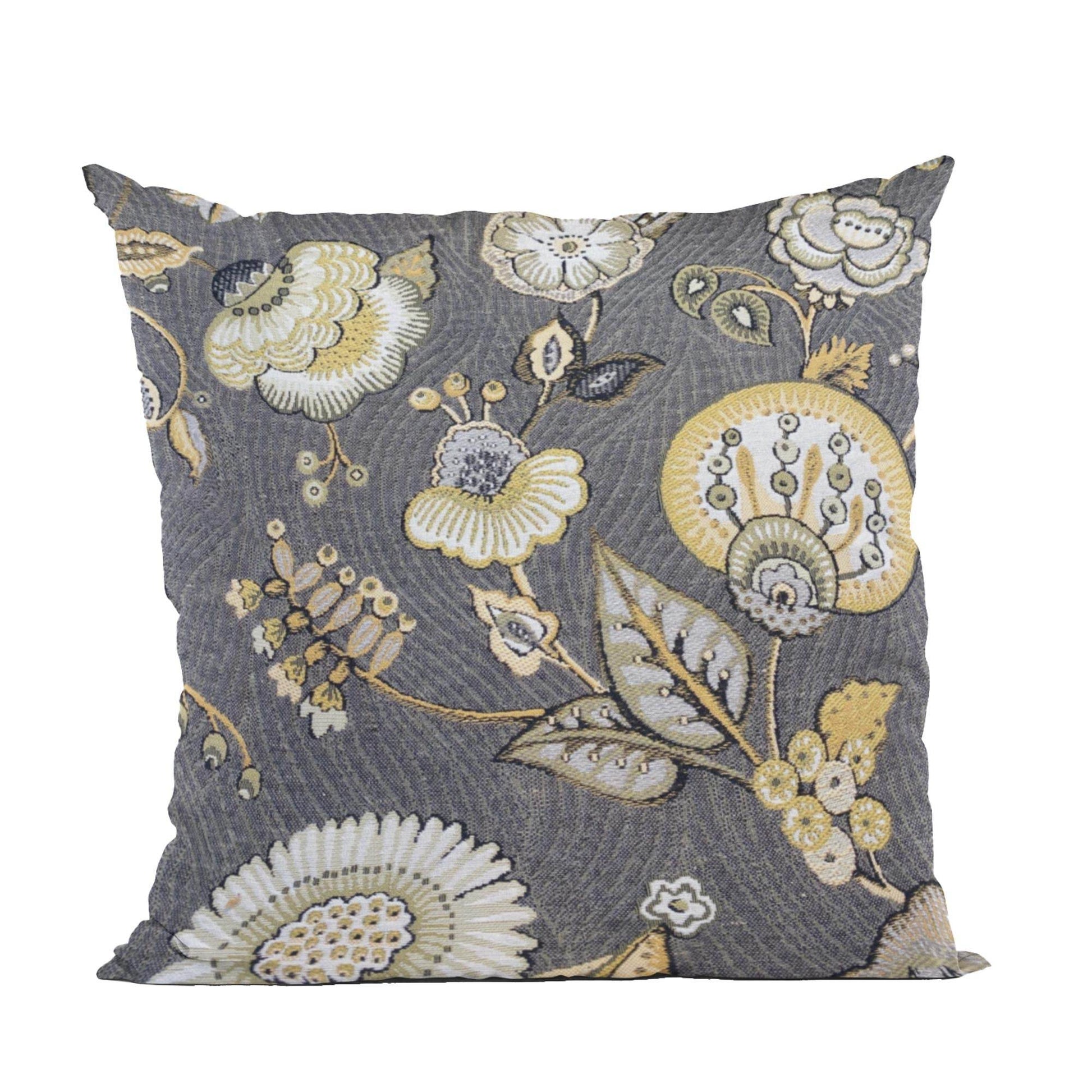 Plutus Gray Yellow Sunlit Garden Floral Luxury Throw Pillow - Plutus Brands