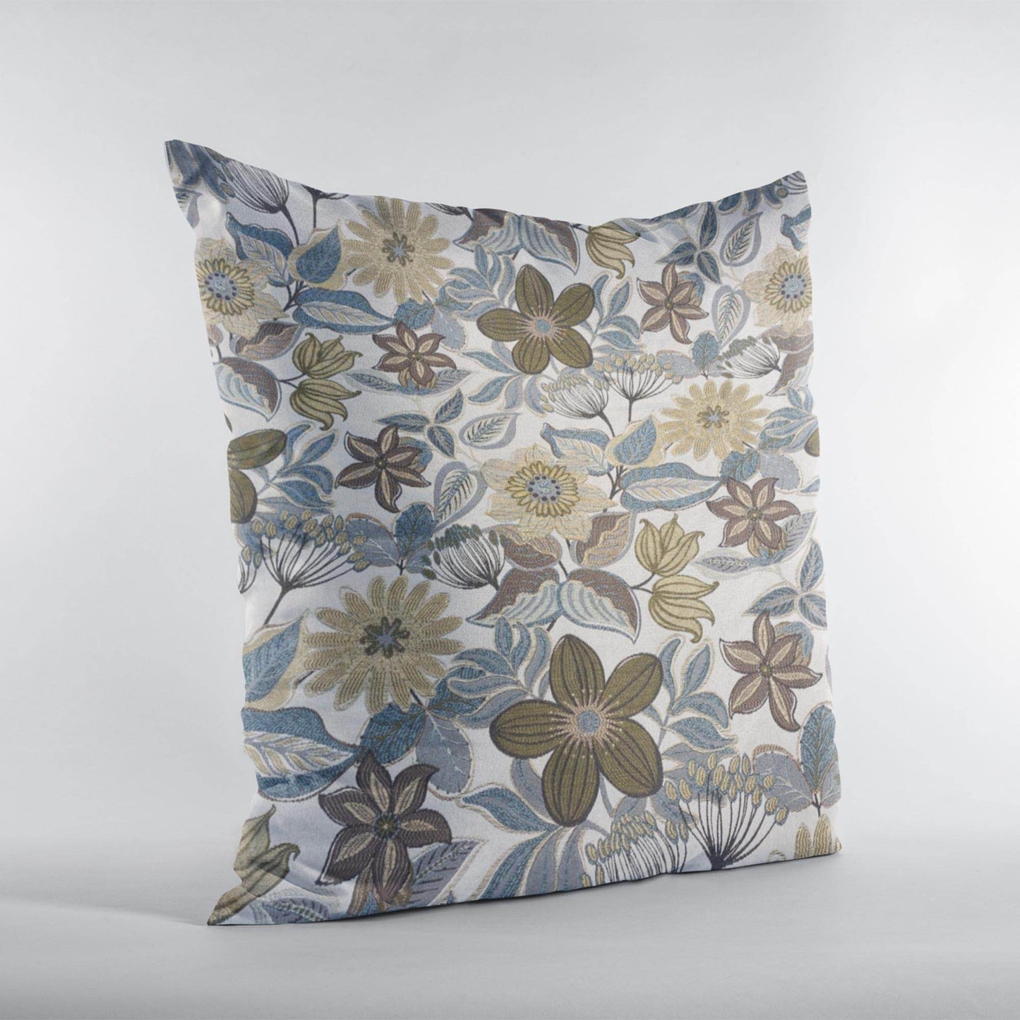 Plutus Gray Yellow Brown Harvest Bloom Floral Luxury Throw Pillow - Plutus Brands