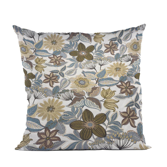Plutus Gray Yellow Brown Harvest Bloom Floral Luxury Throw Pillow - Plutus Brands