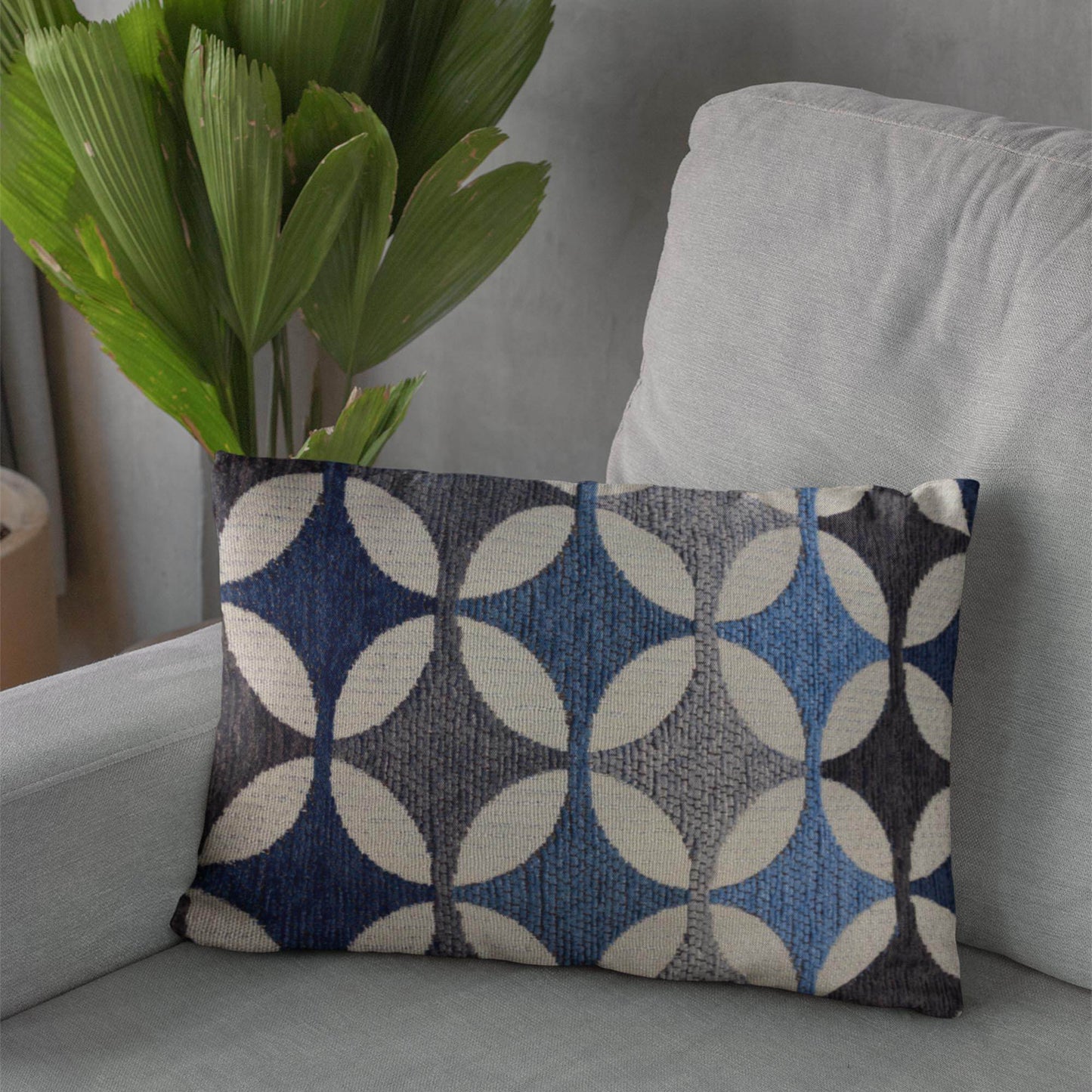 Plutus Gray Blue Biege Coastal Prism Diamonds Luxury Throw Pillow - Plutus Brands