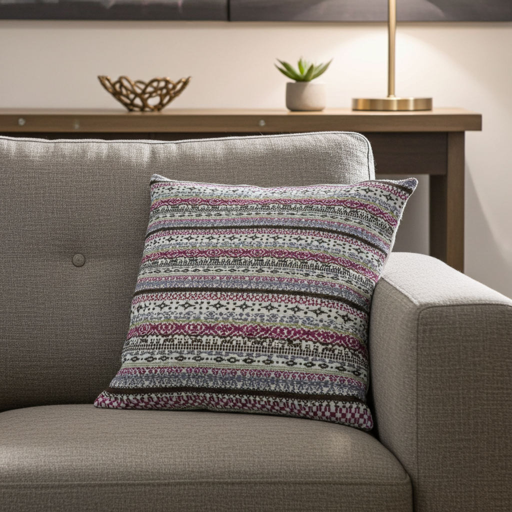 Plutus Red Navy Beige Nautical Stripe Stripe Luxury Throw Pillow