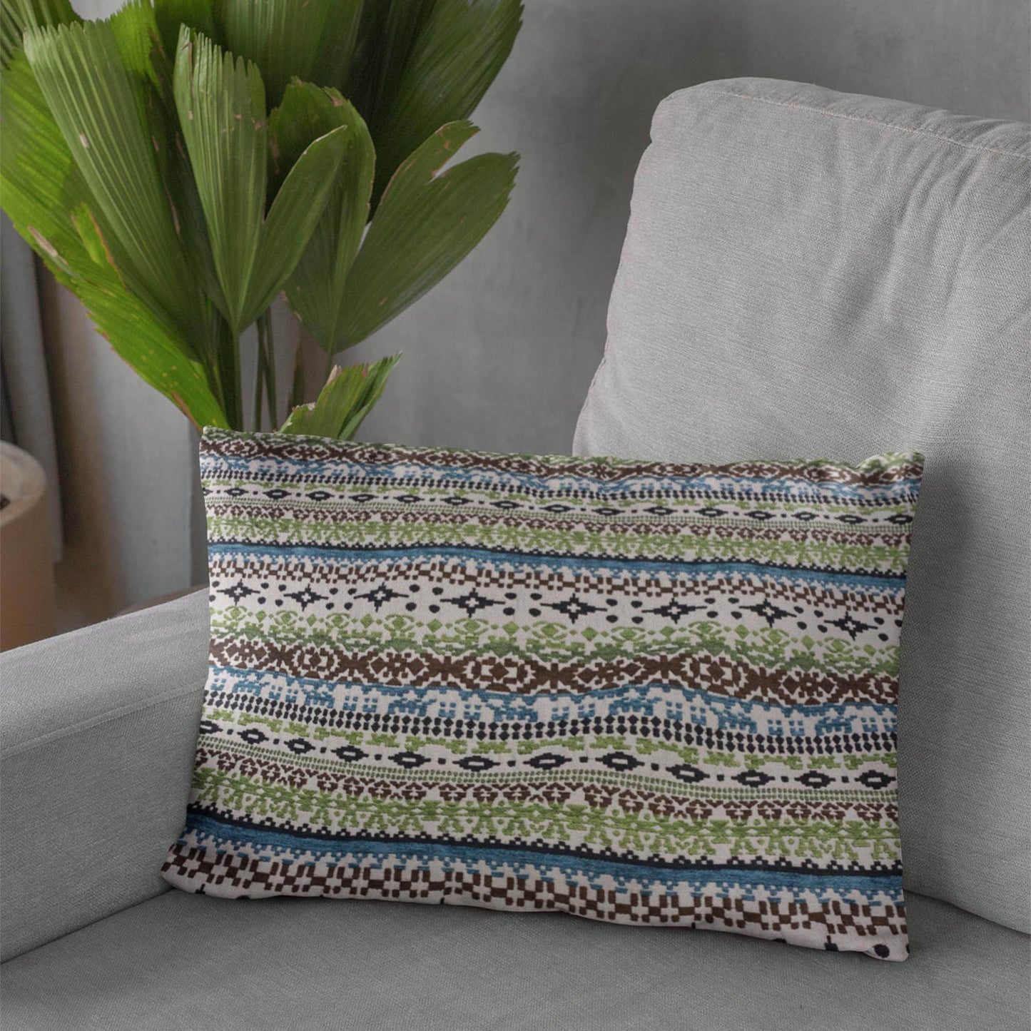 Plutus Green Red Blue Vibrant Horizon Stripe Luxury Throw Pillow - Plutus Brands