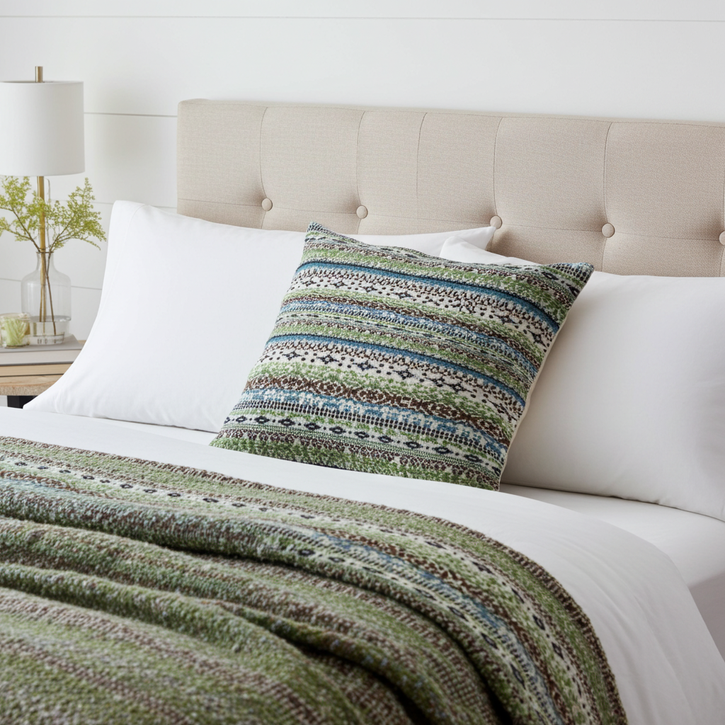Plutus Green Red Blue Vibrant Horizon Stripe Luxury Throw Pillow