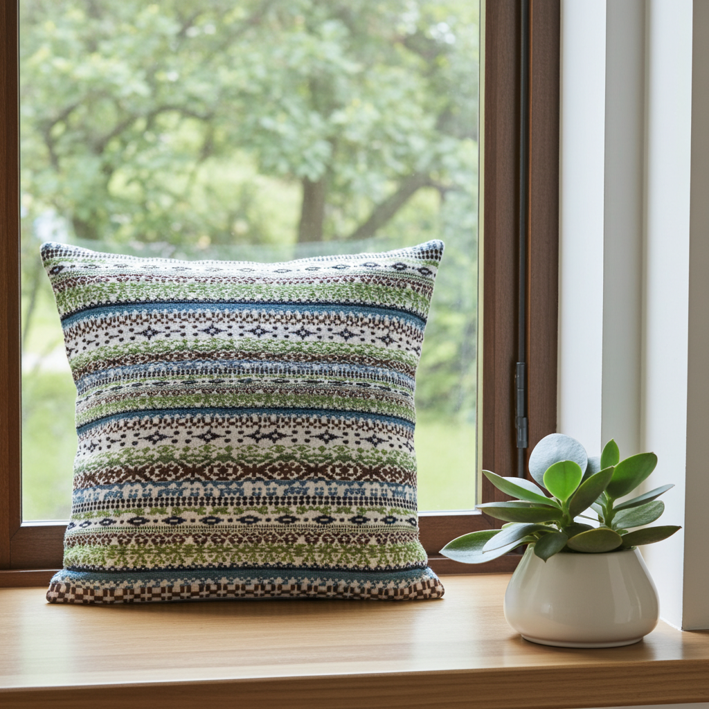 Plutus Green Red Blue Vibrant Horizon Stripe Luxury Throw Pillow