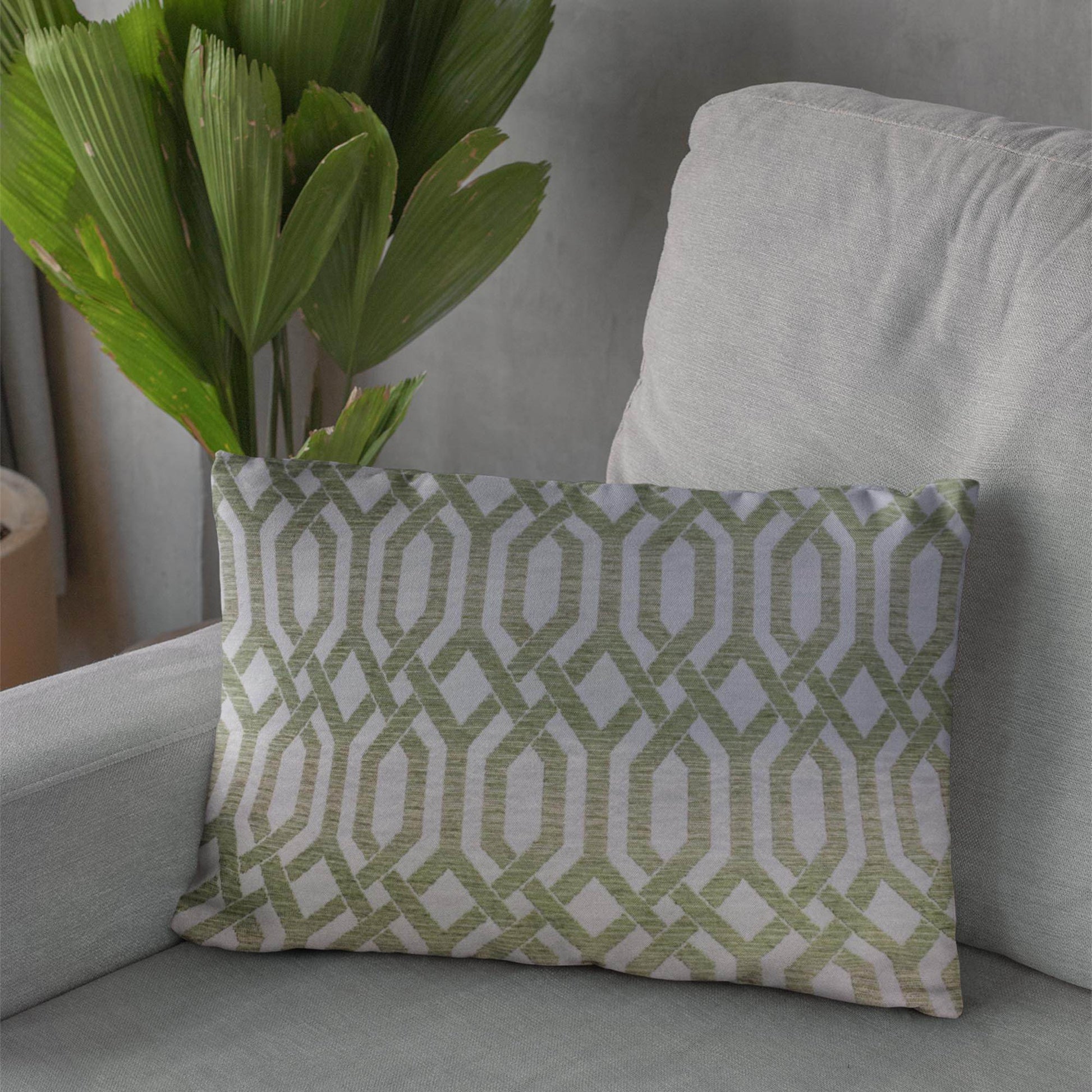 Plutus Green Beige Serene Meadow Imperial Trellis Luxury Throw Pillow - Plutus Brands