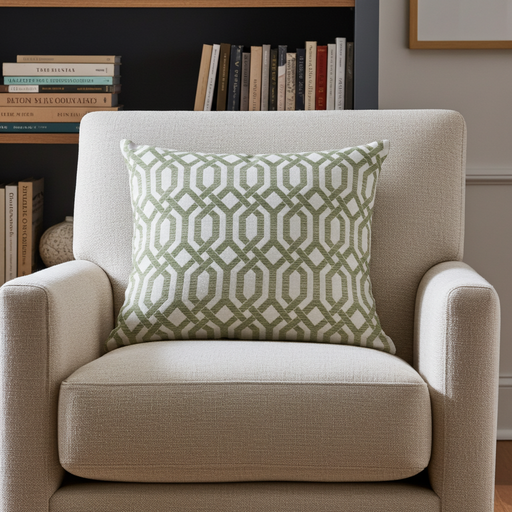 Plutus Green Beige Serene Meadow Imperial Trellis Luxury Throw Pillow