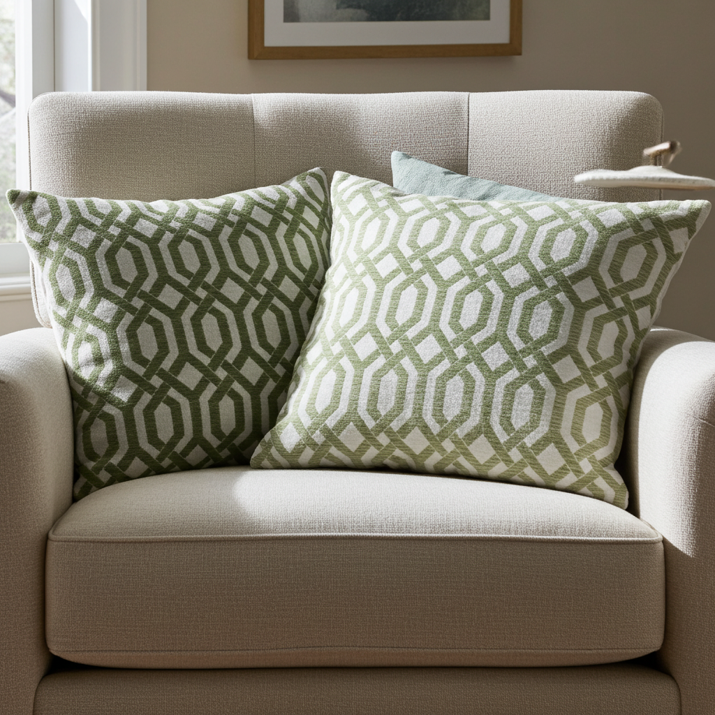 Plutus Green Beige Serene Meadow Imperial Trellis Luxury Throw Pillow