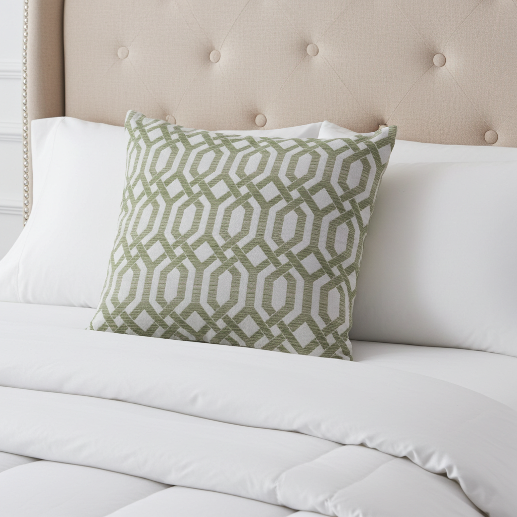 Plutus Green Beige Serene Meadow Imperial Trellis Luxury Throw Pillow