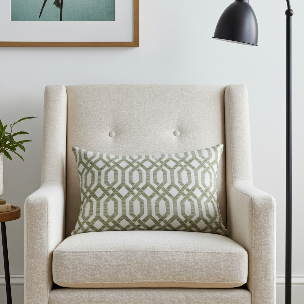 Plutus Green Beige Serene Meadow Imperial Trellis Luxury Throw Pillow