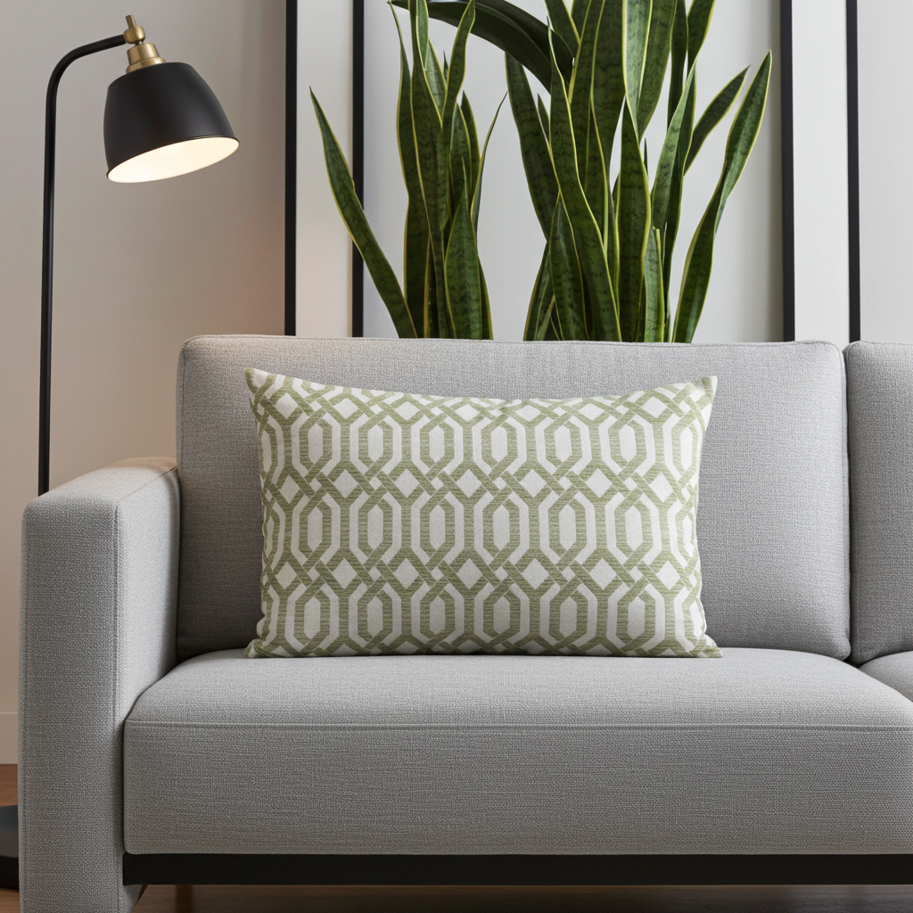 Plutus Green Beige Serene Meadow Imperial Trellis Luxury Throw Pillow