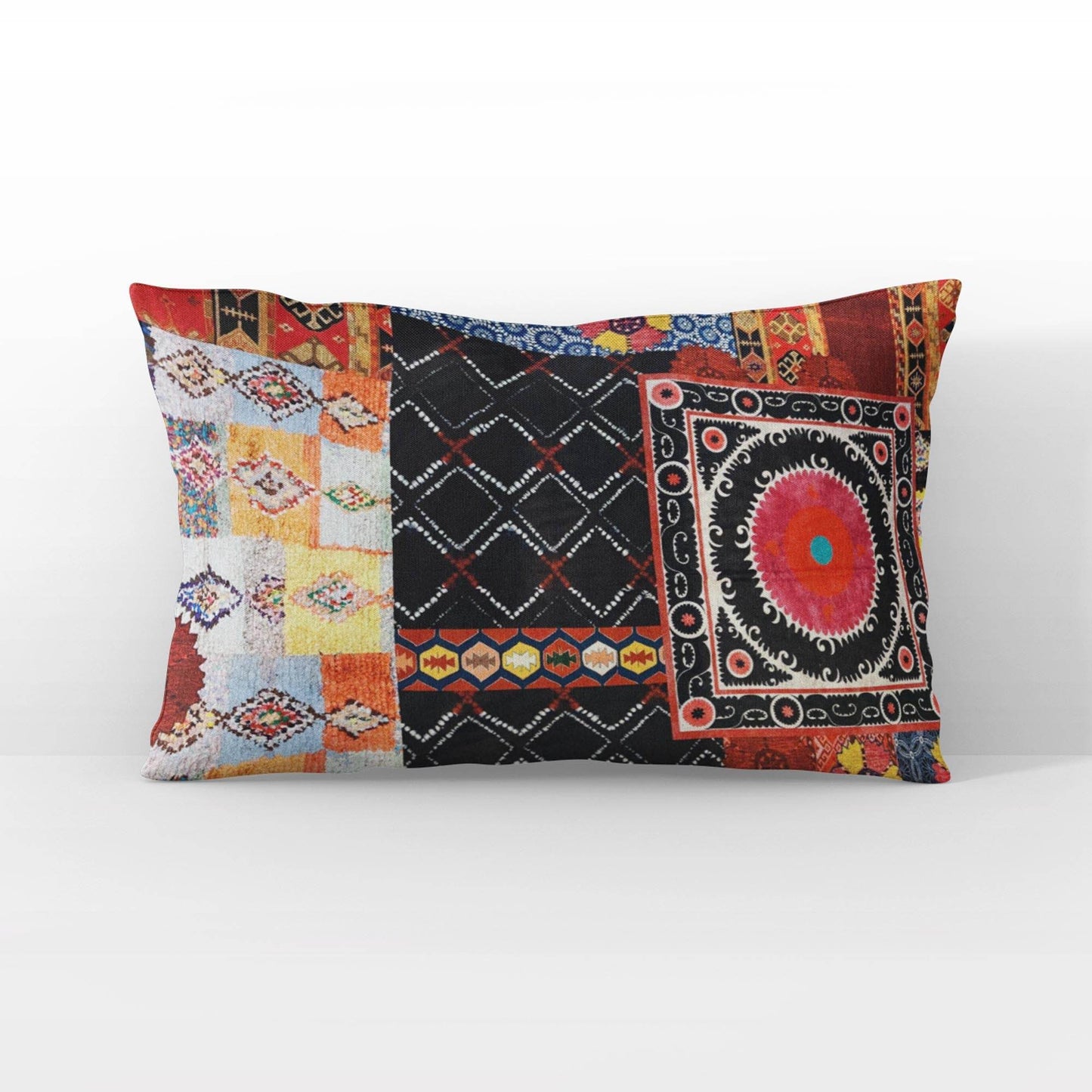 Plutus Multicolor Colorful Mosaic Patch Luxury Throw Pillow - Plutus Brands
