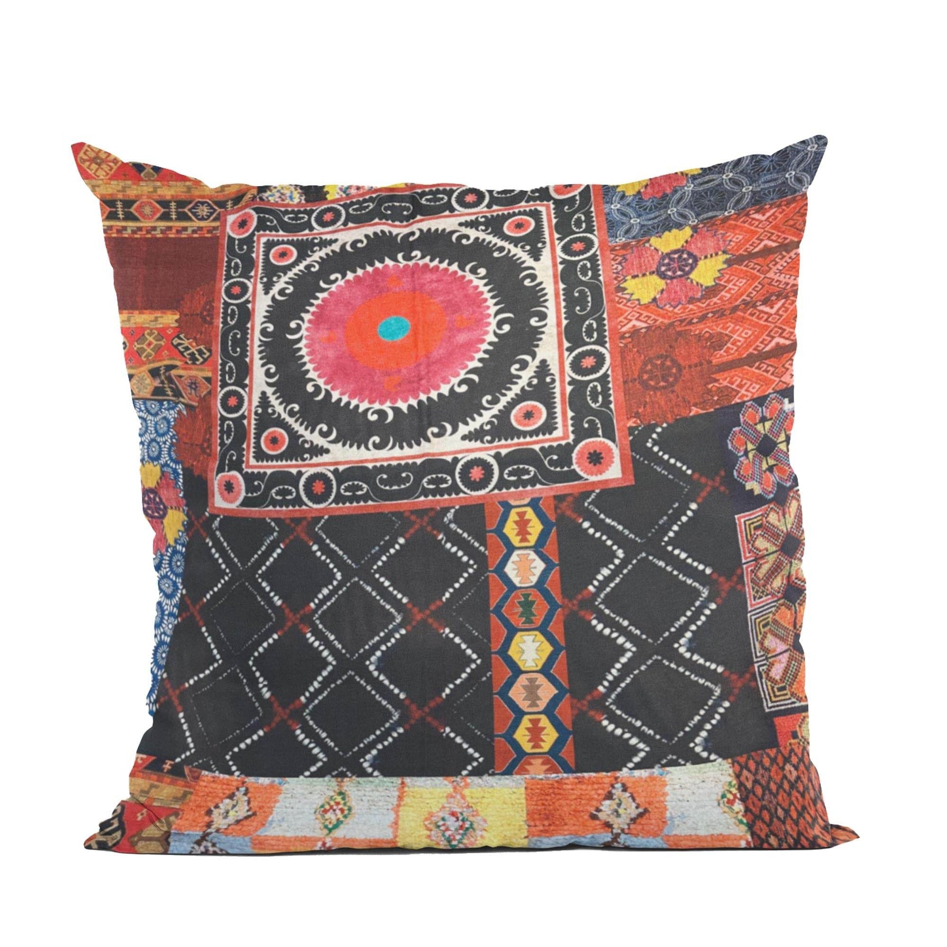 Plutus Multicolor Colorful Mosaic Patch Luxury Throw Pillow - Plutus Brands