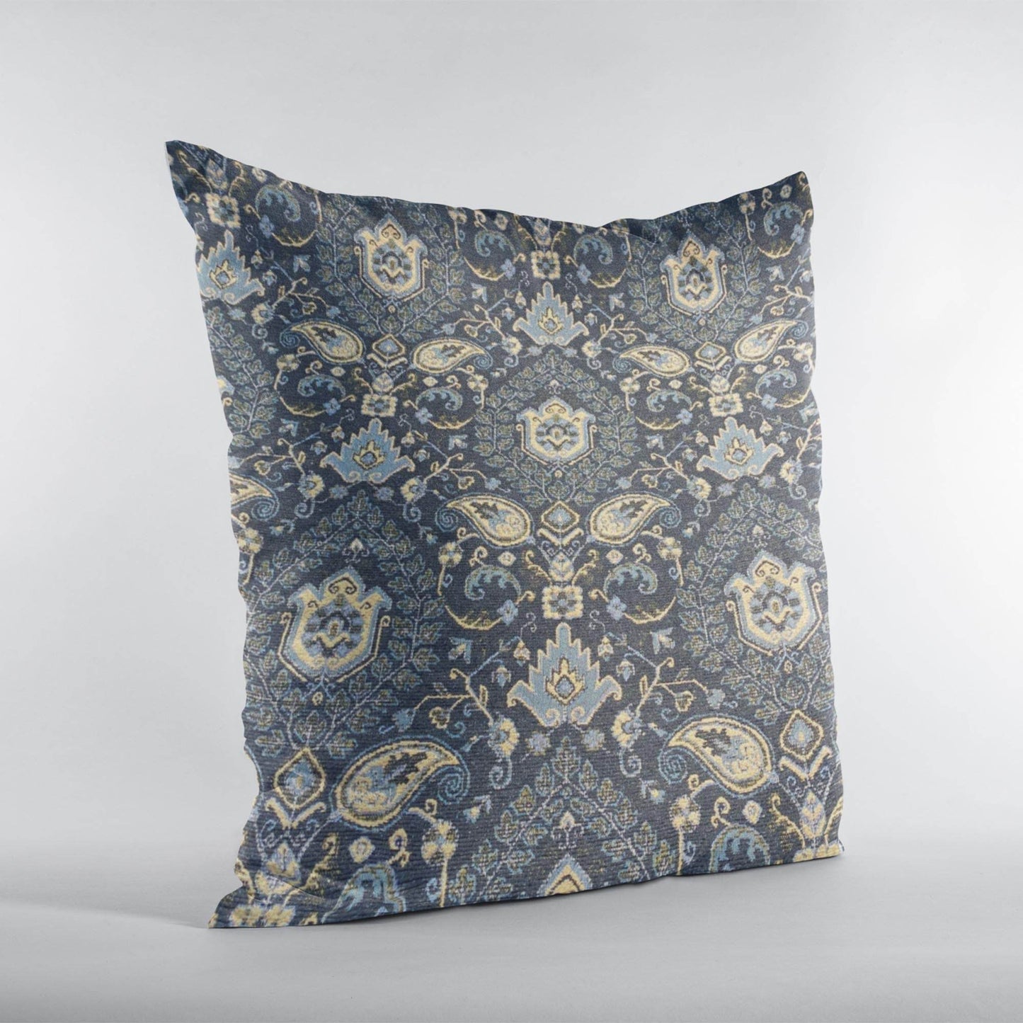 Plutus Gray Yellow Gilded Elegance Paisley Luxury Throw Pillow - Plutus Brands
