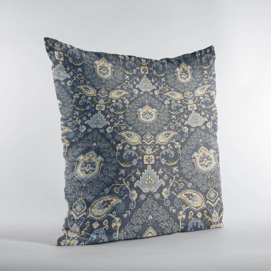 Plutus Gray Yellow Gilded Elegance Paisley Luxury Throw Pillow - Plutus Brands