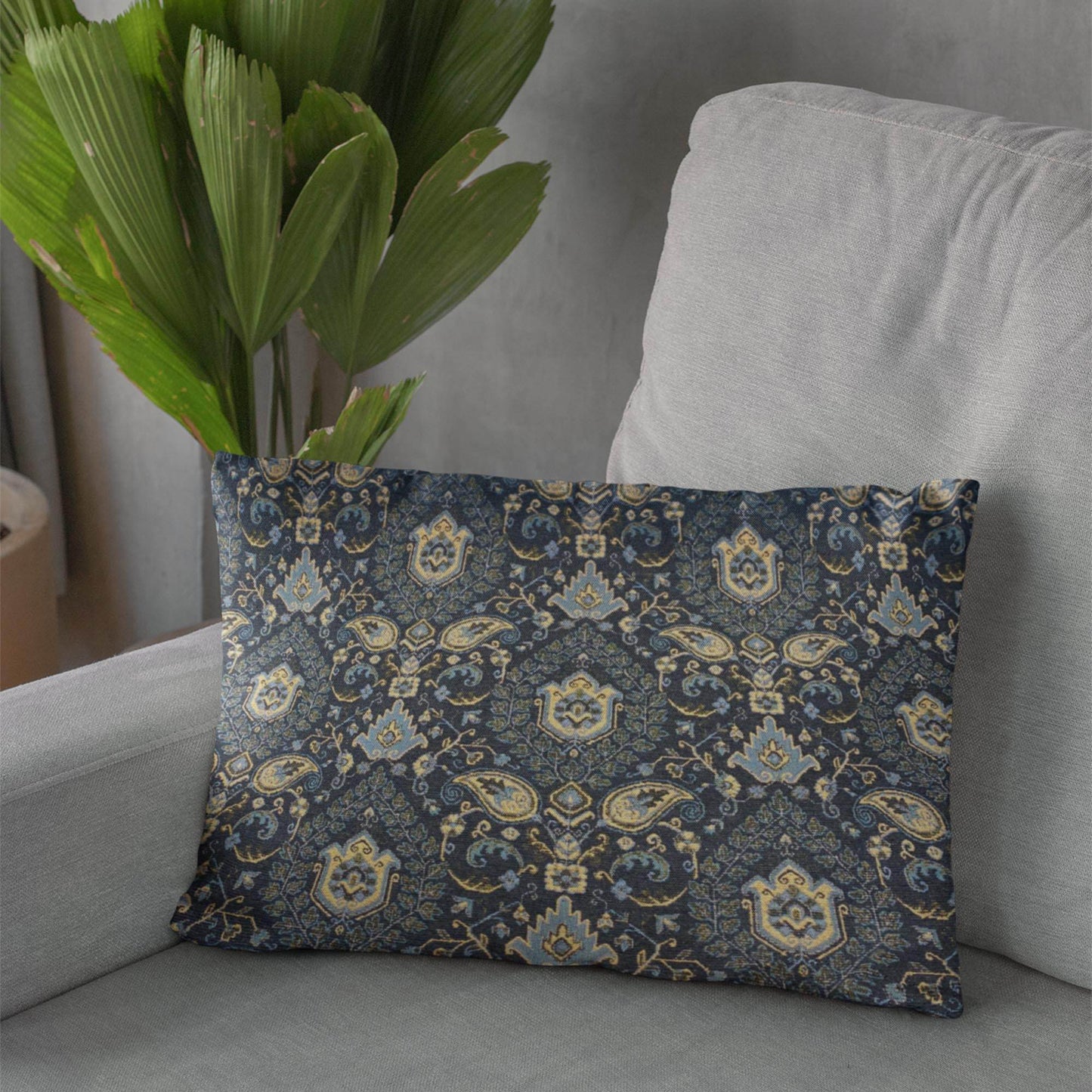 Plutus Gray Yellow Gilded Elegance Paisley Luxury Throw Pillow - Plutus Brands