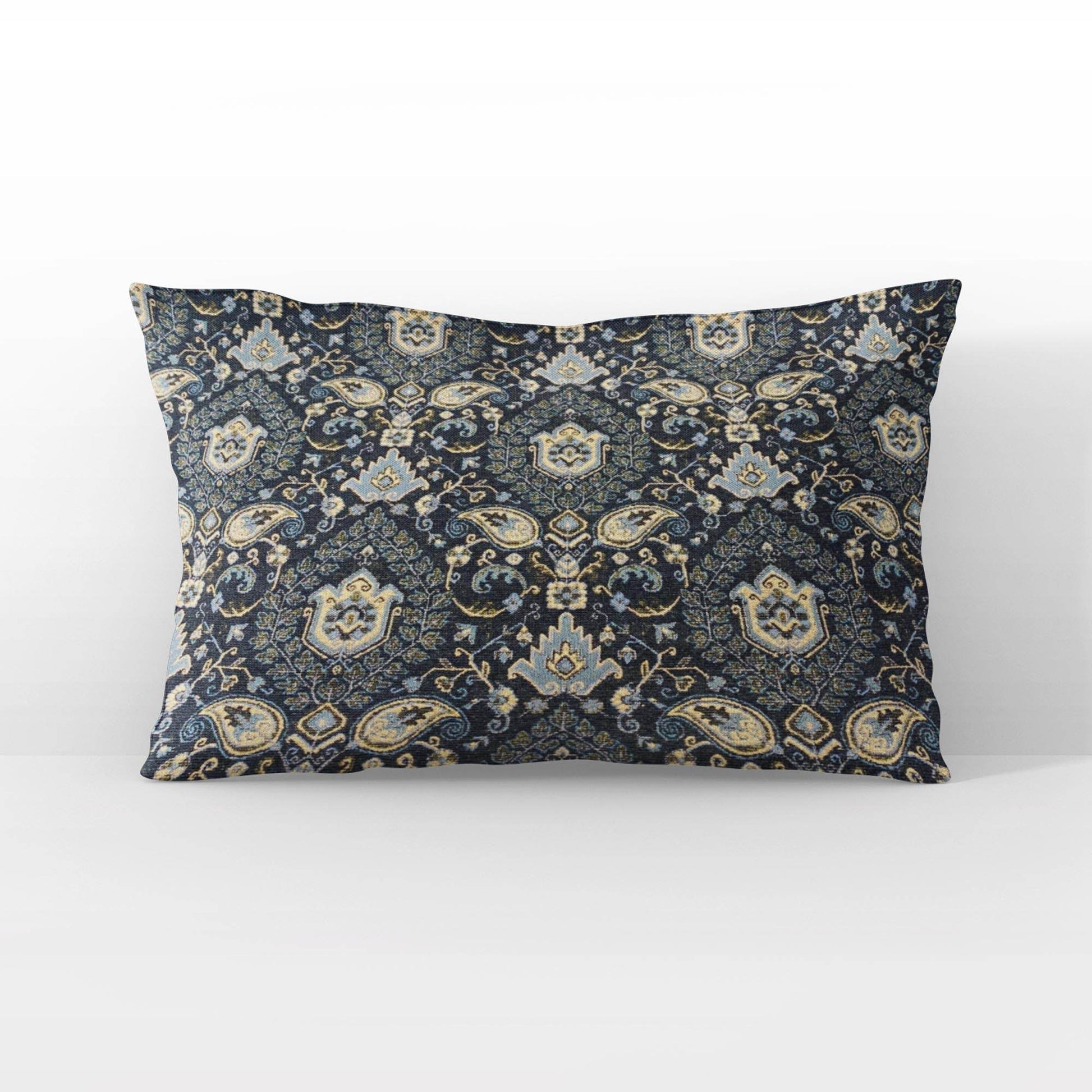 Plutus Gray Yellow Gilded Elegance Paisley Luxury Throw Pillow - Plutus Brands