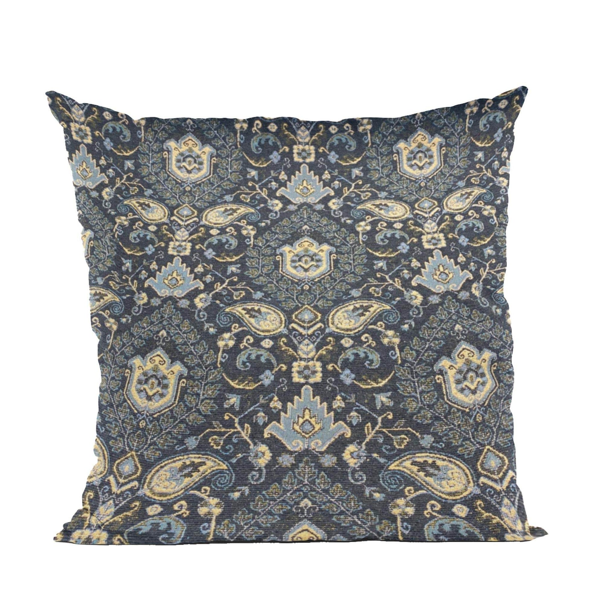 Plutus Gray Yellow Gilded Elegance Paisley Luxury Throw Pillow - Plutus Brands