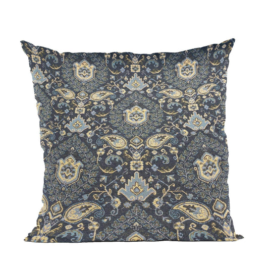 Plutus Gray Yellow Gilded Elegance Paisley Luxury Throw Pillow - Plutus Brands