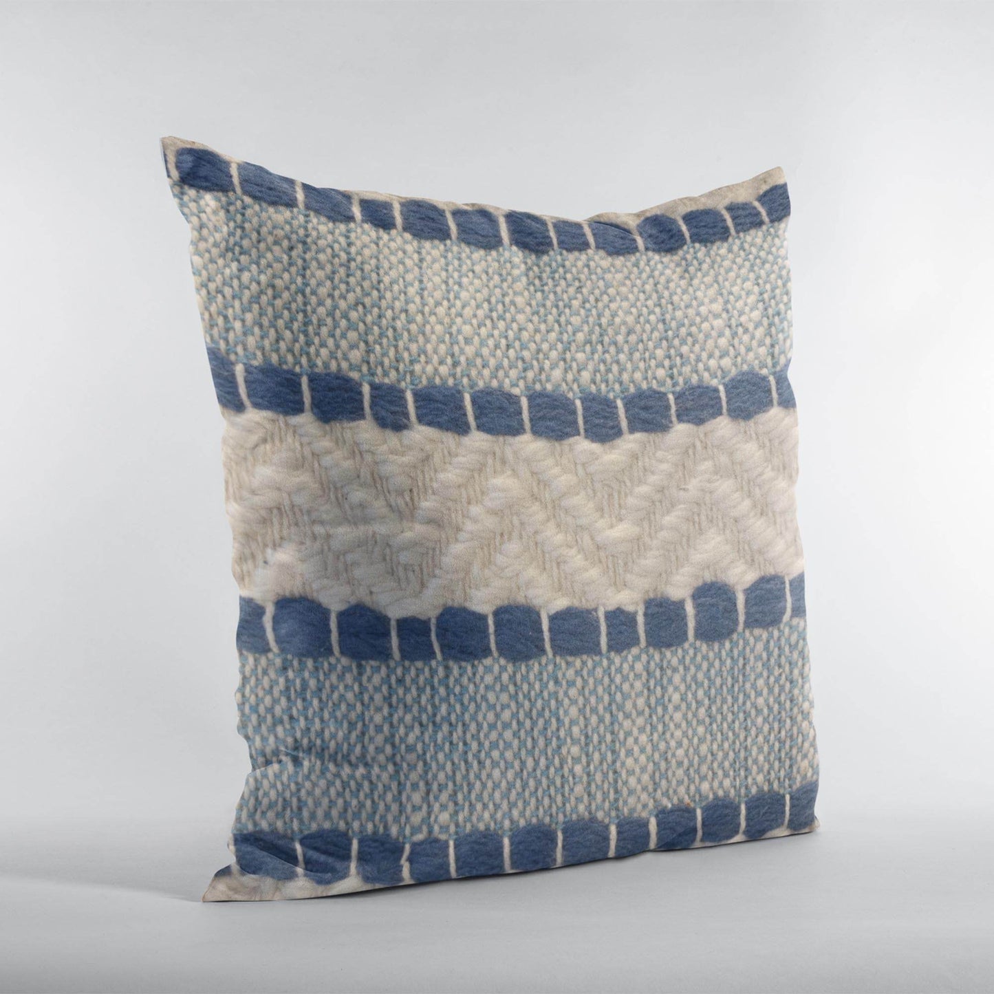 Plutus Blue Beige Tideweave Stripe Luxury Throw Pillow - Plutus Brands