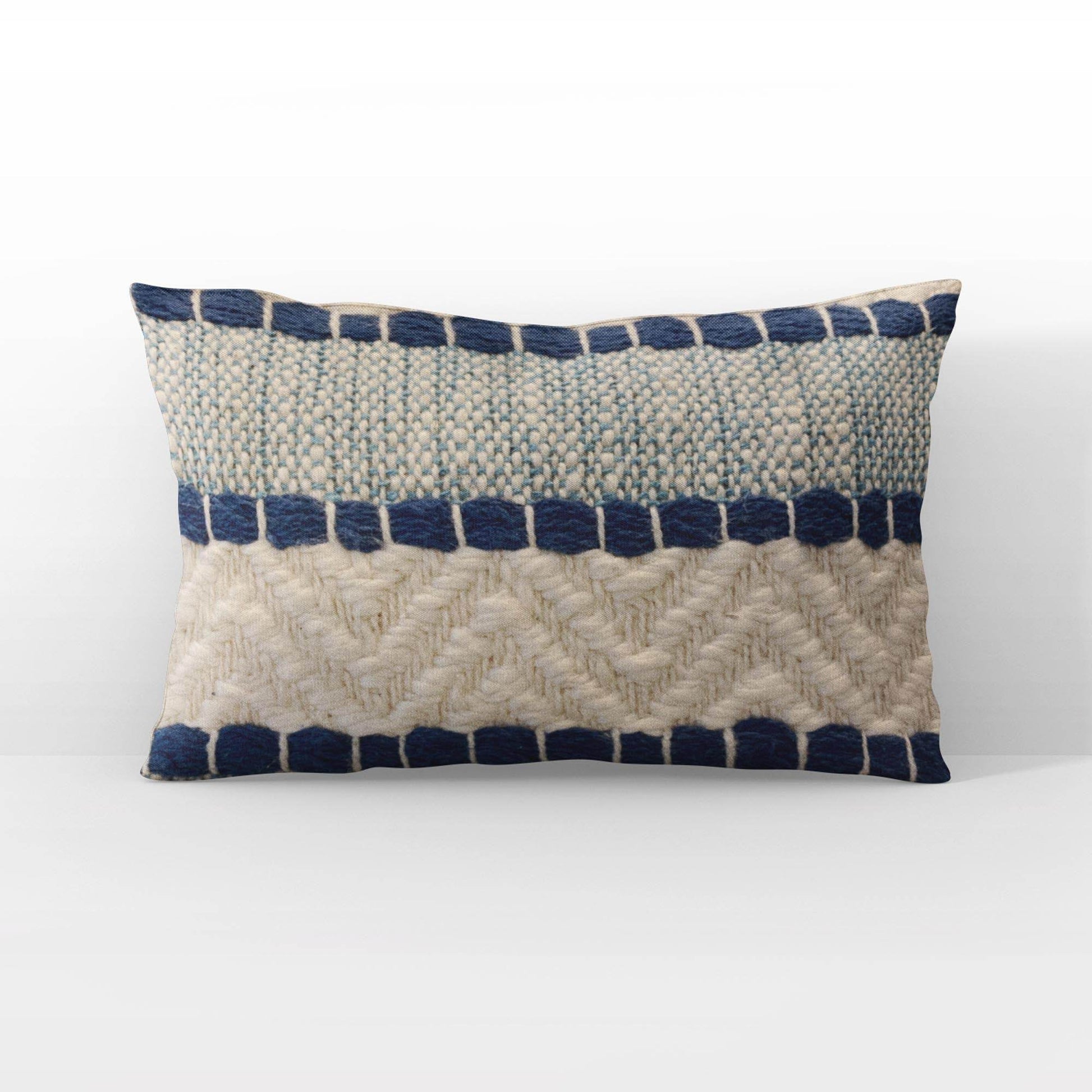 Plutus Blue Beige Tideweave Stripe Luxury Throw Pillow - Plutus Brands