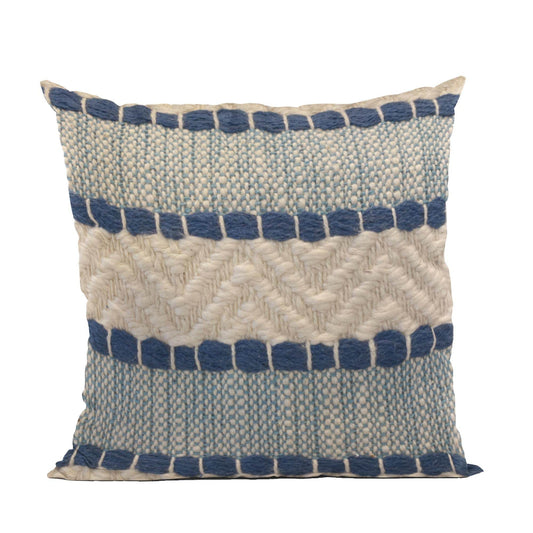 Plutus Blue Beige Tideweave Stripe Luxury Throw Pillow - Plutus Brands