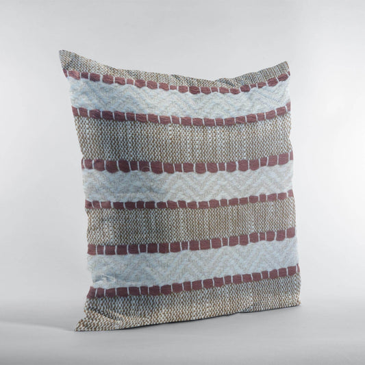 Plutus Red Beige Crimson Knit Stripe Luxury Throw Pillow - Plutus Brands