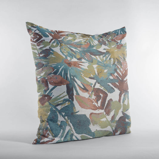 Plutus Green Yellow Red Verdant Dream Floral Luxury Throw Pillow - Plutus Brands