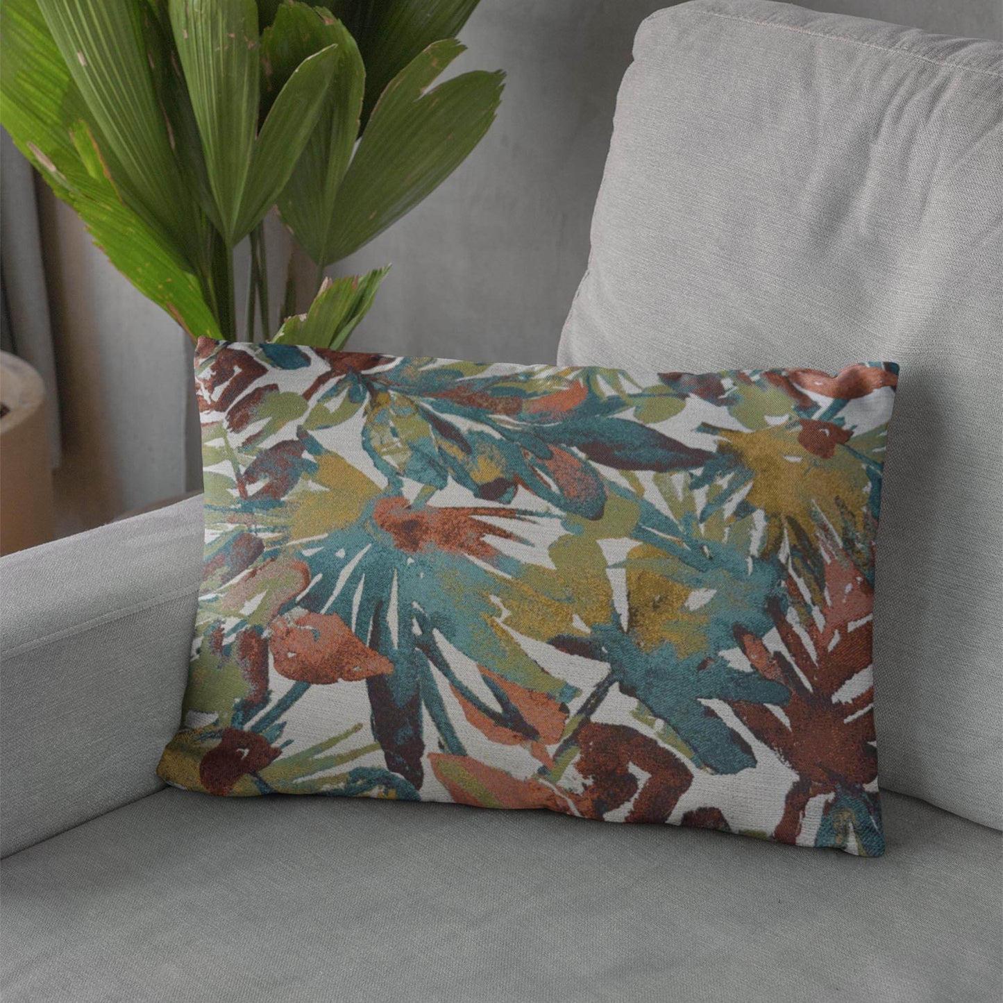 Plutus Green Yellow Red Verdant Dream Floral Luxury Throw Pillow - Plutus Brands