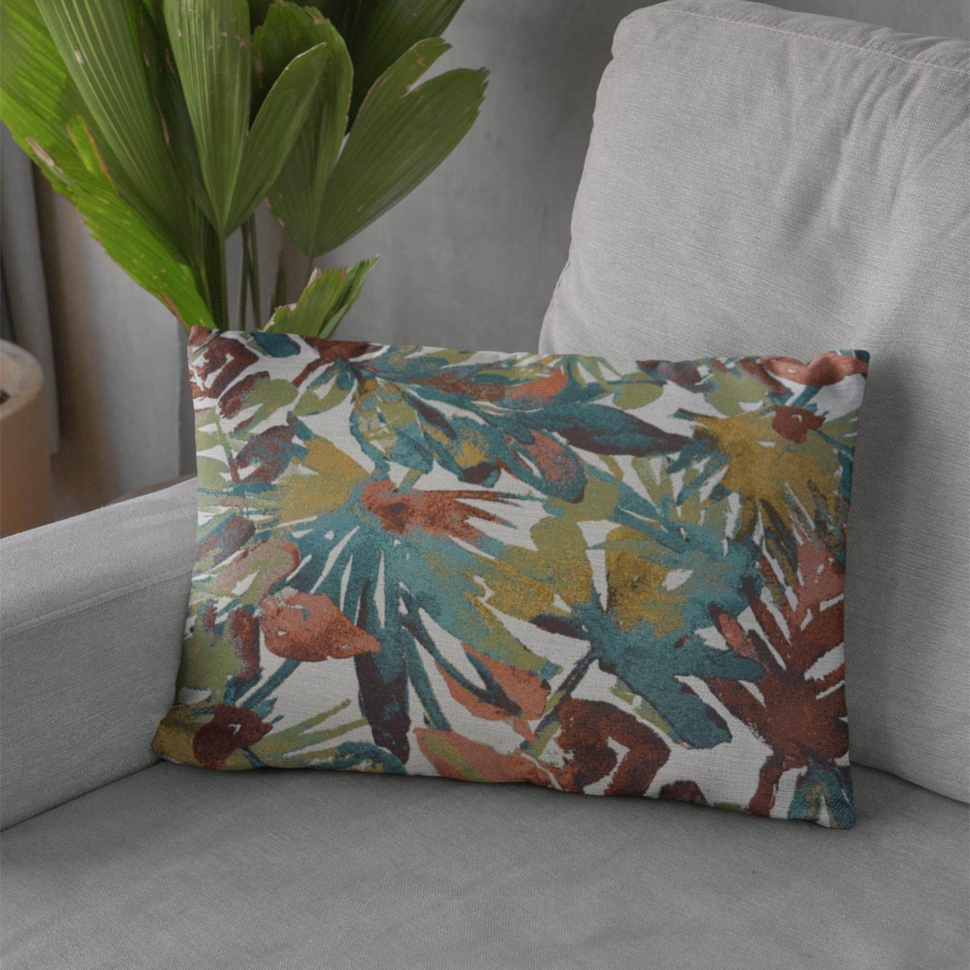 Plutus Green Yellow Red Verdant Dream Floral Luxury Throw Pillow - Plutus Brands